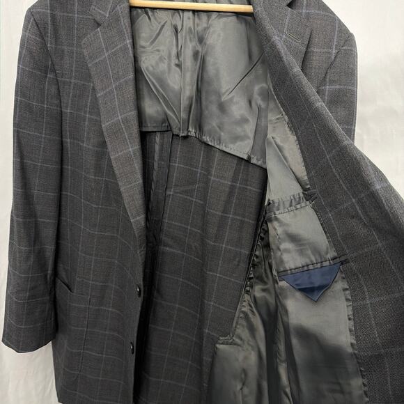 Peter Millar Blazer 50T Wool Unstructured Windowpane Gray Blue Sport Coat - Picture 5 of 12